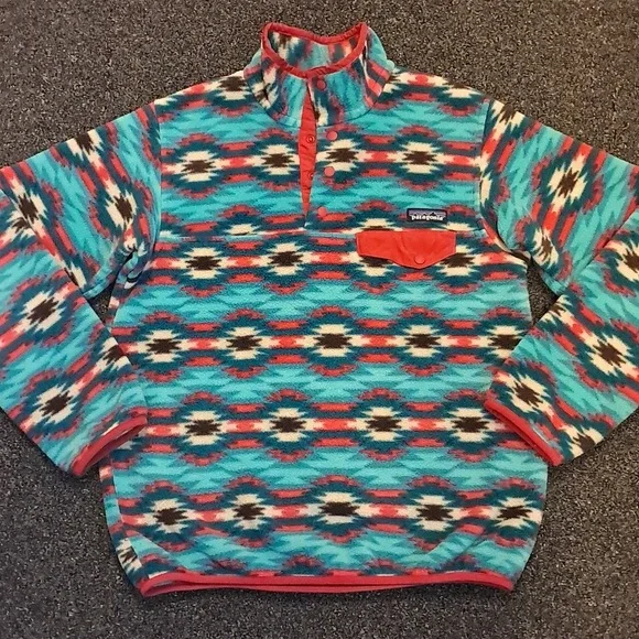 Patagonia Synchilla Snap-T Pullover Aztec Tribal Wild Desert Teal Print 2015 - Picture 2 of 9